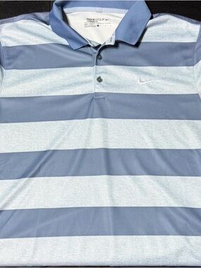 Nike Men's Blue and Light Blue Striped Polo